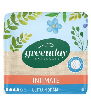 Прокладки женские 10 шт Ultra Normal Dry INTIMATE GREEN DAY (ШК: 4627087923136 )